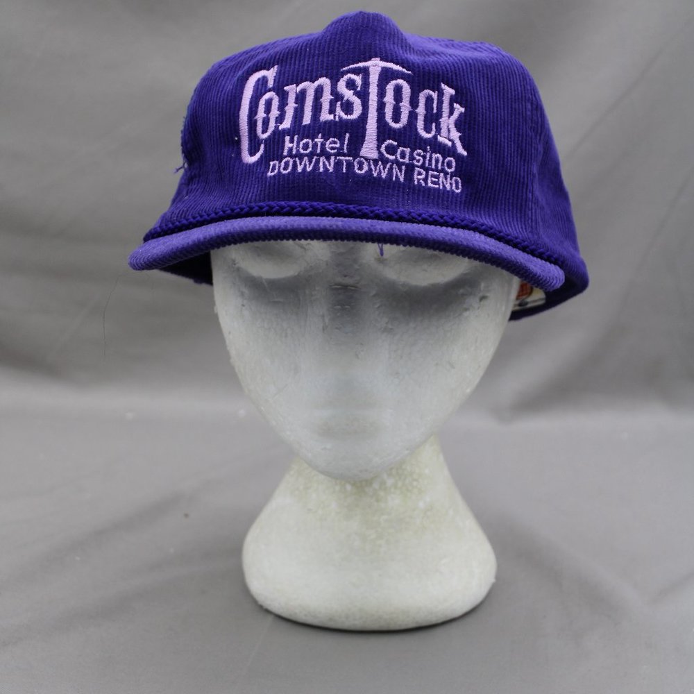 Vintage Corduroy Hat - Comstock Casino Superbowl 28 - Adult Zip Back